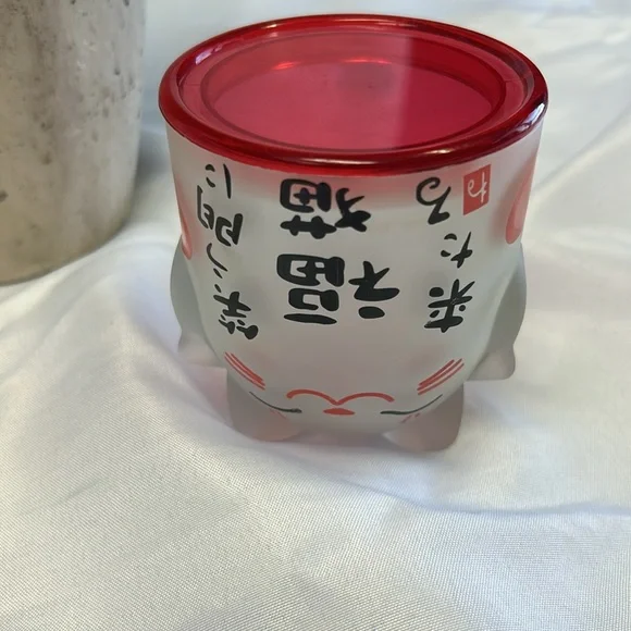 Lucky cat frosted glass mug